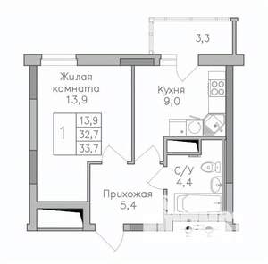 1-к квартира, вторичка, 34м2, 11/25 этаж