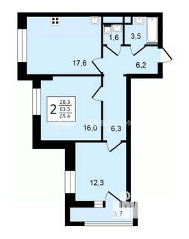 2-к квартира, строящийся дом, 65м2, 13/24 этаж