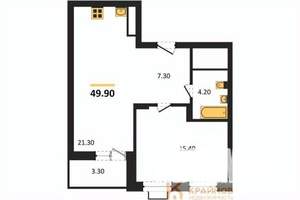 1-к квартира, строящийся дом, 50м2, 15/15 этаж