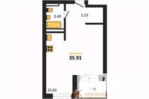 Студия квартира, вторичка, 36м2, 13/28 этаж