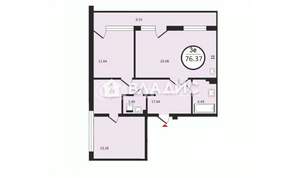 2-к квартира, строящийся дом, 76м2, 6/8 этаж