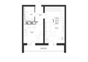 1-к квартира, вторичка, 40м2, 10/17 этаж