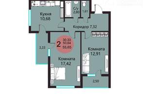 3-к квартира, вторичка, 56м2, 3/20 этаж