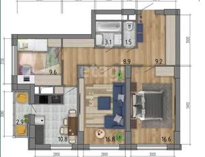 3-к квартира, вторичка, 77м2, 1/18 этаж
