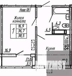 1-к квартира, вторичка, 39м2, 11/19 этаж