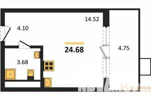 Студия квартира, вторичка, 25м2, 8/21 этаж