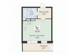 Студия квартира, вторичка, 29м2, 9/16 этаж