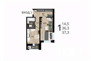 1-к квартира, строящийся дом, 38м2, 10/15 этаж