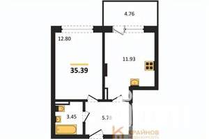1-к квартира, вторичка, 35м2, 9/18 этаж