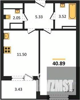 1-к квартира, вторичка, 44м2, 17/18 этаж