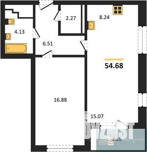 1-к квартира, вторичка, 55м2, 18/24 этаж