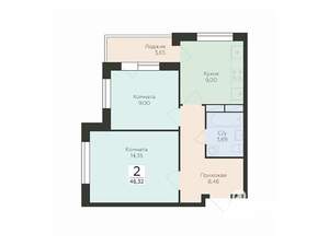 2-к квартира, вторичка, 46м2, 11/17 этаж