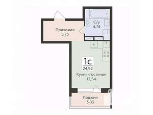 Студия квартира, вторичка, 25м2, 6/16 этаж