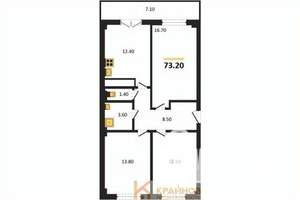 3-к квартира, вторичка, 73м2, 9/15 этаж