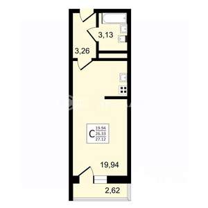 Студия квартира, строящийся дом, 27м2, 22/27 этаж