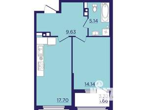 1-к квартира, вторичка, 48м2, 6/18 этаж
