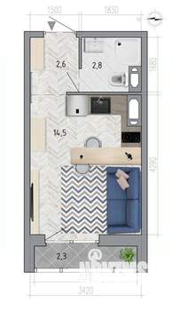Студия квартира, вторичка, 21м2, 14/18 этаж