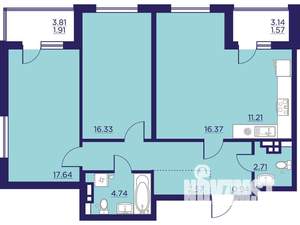 2-к квартира, вторичка, 86м2, 7/18 этаж
