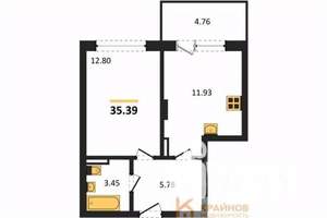 1-к квартира, вторичка, 35м2, 3/18 этаж