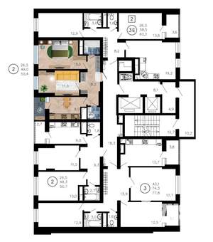 2-к квартира, вторичка, 50м2, 6/21 этаж