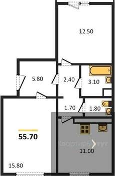 2-к квартира, вторичка, 56м2, 9/17 этаж