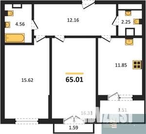 2-к квартира, вторичка, 65м2, 3/18 этаж