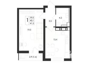 1-к квартира, вторичка, 42м2, 6/17 этаж