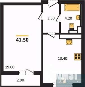 1-к квартира, вторичка, 42м2, 7/17 этаж