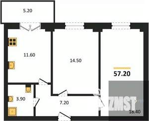 2-к квартира, вторичка, 57м2, 7/15 этаж