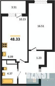 1-к квартира, вторичка, 48м2, 13/18 этаж