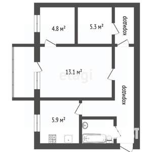 2-к квартира, вторичка, 43м2, 5/5 этаж