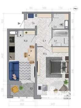 1-к квартира, вторичка, 47м2, 18/18 этаж