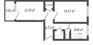 2-к квартира, вторичка, 55м2, 10/10 этаж