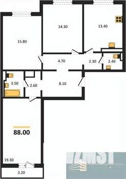 3-к квартира, вторичка, 88м2, 15/17 этаж