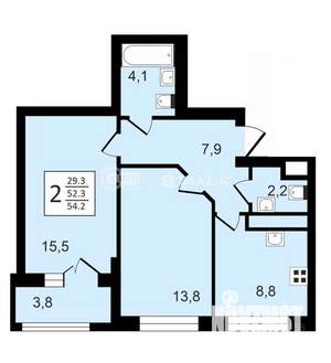 2-к квартира, вторичка, 54м2, 9/24 этаж