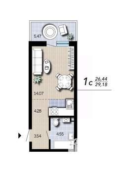 Студия квартира, вторичка, 29м2, 2/16 этаж