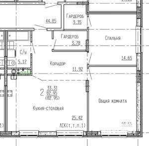 2-к квартира, вторичка, 83м2, 4/4 этаж