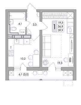 1-к квартира, вторичка, 40м2, 5/17 этаж