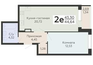 2-к квартира, вторичка, 45м2, 9/19 этаж