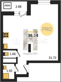 Студия квартира, вторичка, 36м2, 23/27 этаж