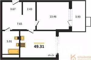 1-к квартира, вторичка, 49м2, 17/21 этаж