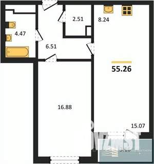 1-к квартира, вторичка, 55м2, 2/24 этаж