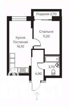 1-к квартира, строящийся дом, 37м2, 13/14 этаж