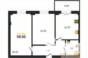 2-к квартира, вторичка, 60м2, 7/15 этаж
