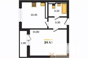1-к квартира, вторичка, 35м2, 8/17 этаж