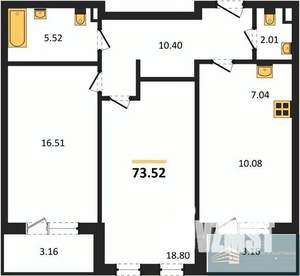 2-к квартира, вторичка, 74м2, 2/24 этаж