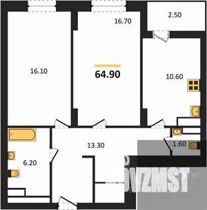 2-к квартира, вторичка, 65м2, 14/25 этаж