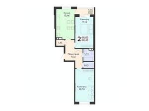 2-к квартира, вторичка, 68м2, 3/18 этаж