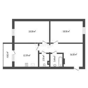2-к квартира, вторичка, 71м2, 10/17 этаж