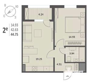 1-к квартира, строящийся дом, 45м2, 5/18 этаж
